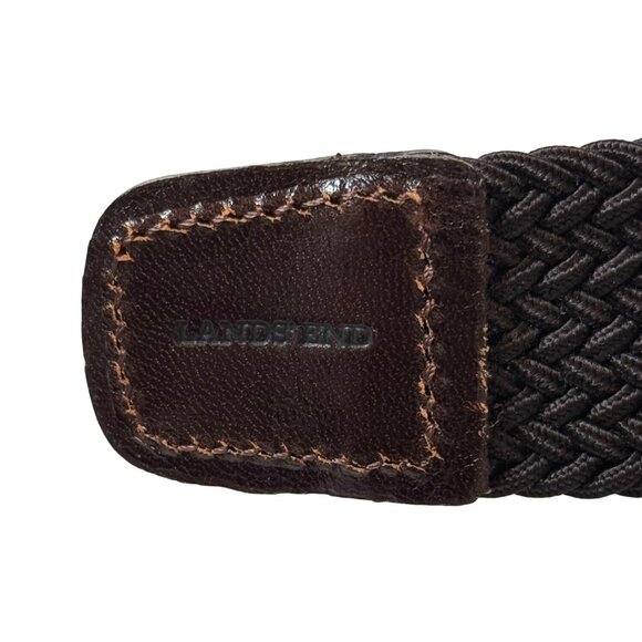 Lands’ End Men’s Chocolate Brown Woven Braid Elastic Belt Size Large 36-38 - Picture 7 of 10